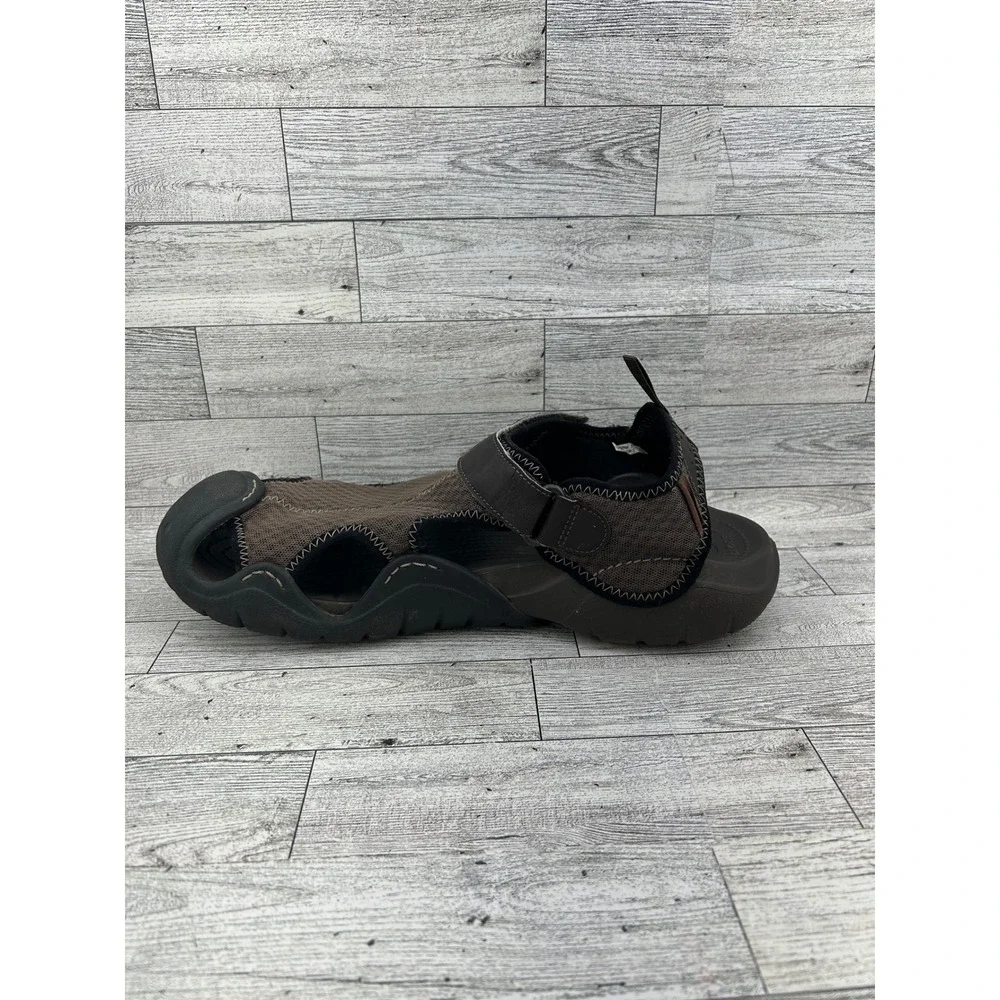 Crocs Men's Sport Sandals Water Shoes Size 12 Brown Mesh Hook‎ and Loop